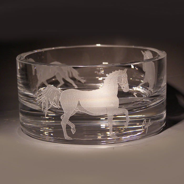 Full Circle Dressage Etched Crystal Bowl