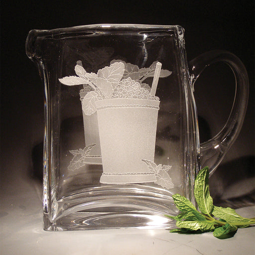 Mint Julep Etched Crystal Pitcher - 32 ounces