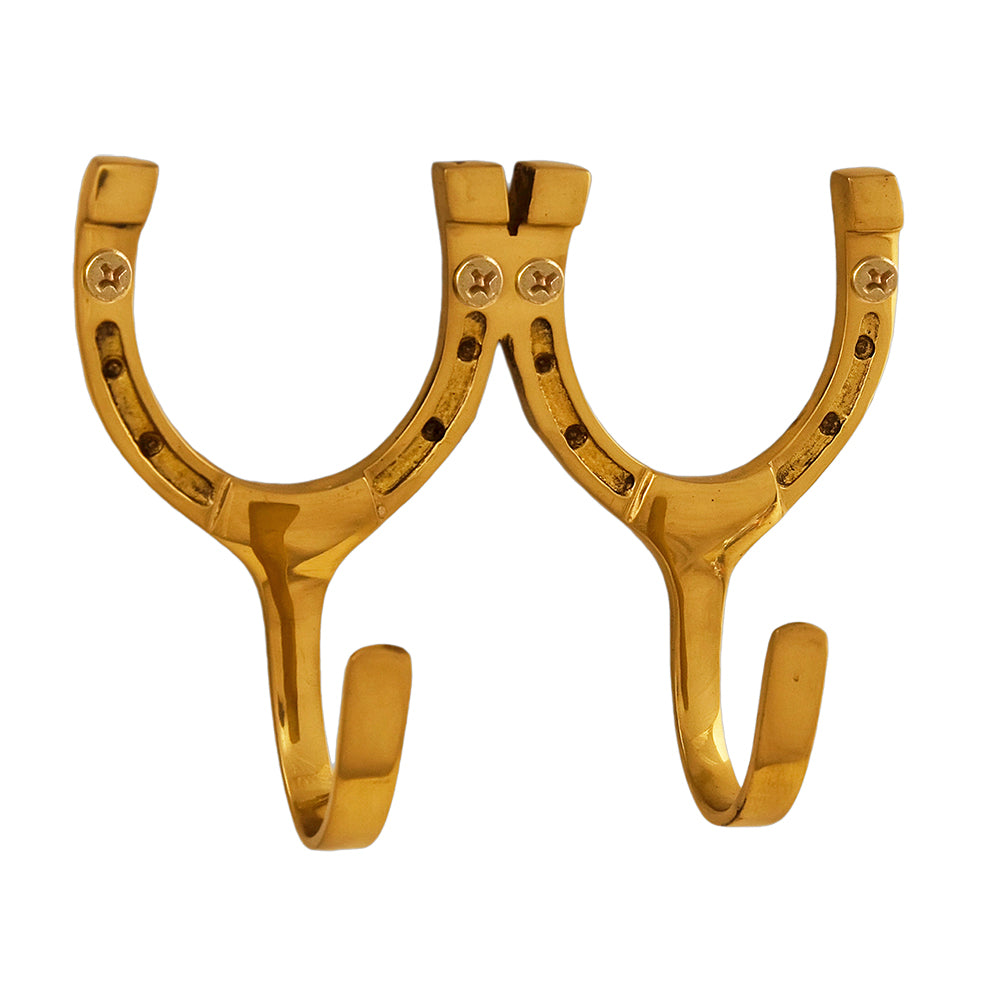 Horseshoe Hook Double Brass — Horse and Hound Gallery