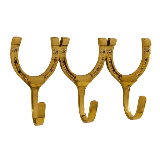 Horseshoe Hook Triple - Brass