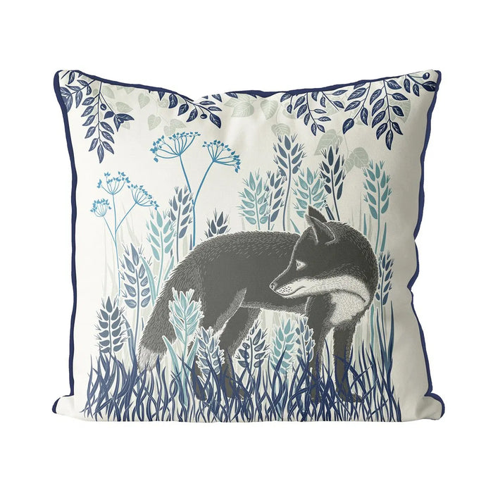 Country Lane Fox Pillow Standing - Heather Blue 24" x 24"