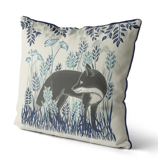 Country Lane Fox Pillow Standing - Heather Blue 18"x18"