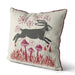 Country Lane Hare Pillow Leaping - Ruby Red 18"x18"