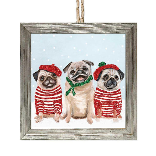 Pugs in Paris Holiday Ornament