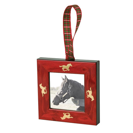 Galloping Horses Mini Frame Ornament - Red Burl