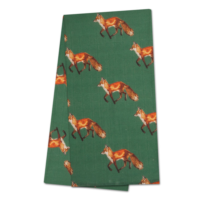 Red Fox Organic Cotton Kitchen Towel - Forest Green