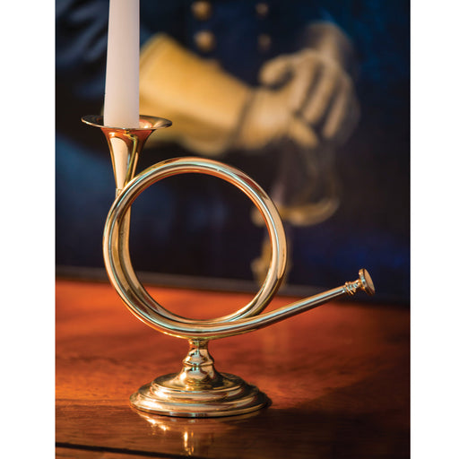 Hunting Horn Brass Candlestick