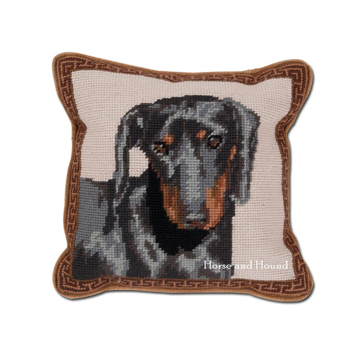 Black Dachshund Needlepoint Dog Pillow