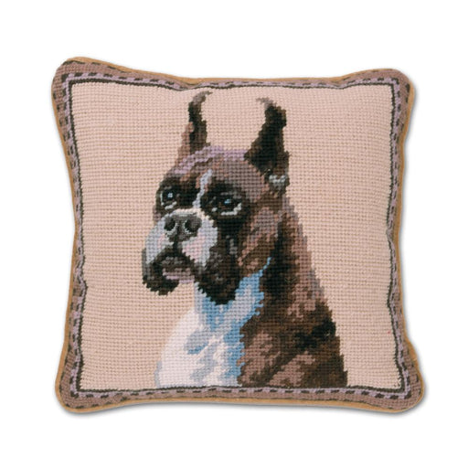 Boxer Needlepoint Dog Pillow