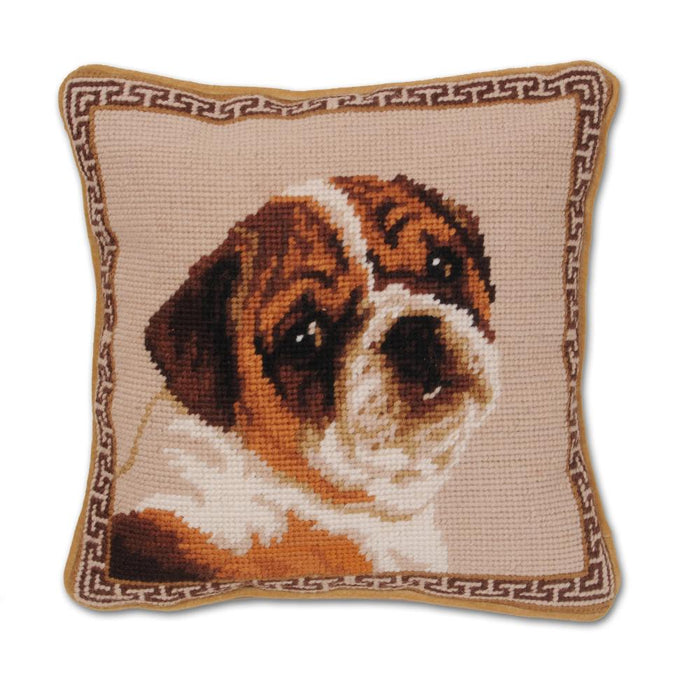 Bulldog Puppy Needlepoint Dog Pillow
