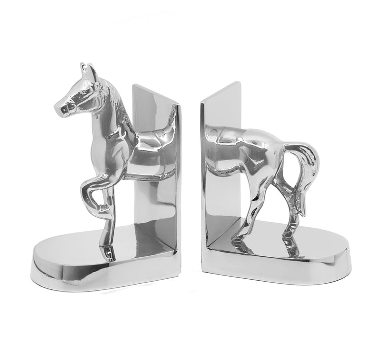 Stately Horse Chrome Bookends