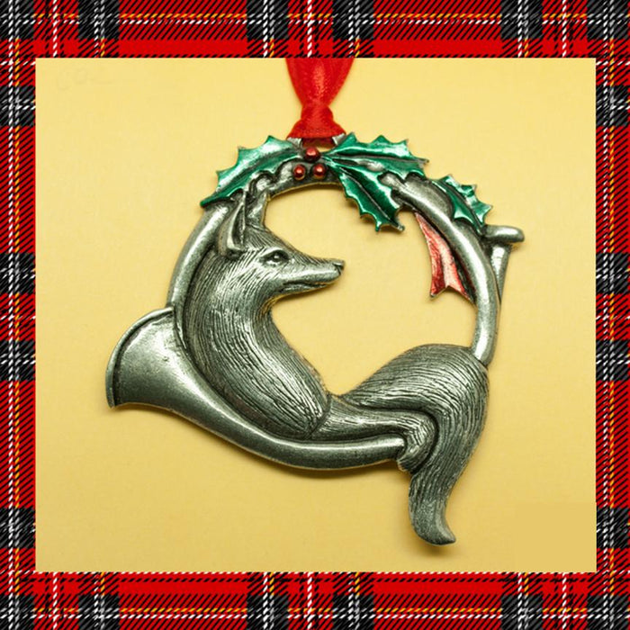 Fox and Horn Pewter Ornament