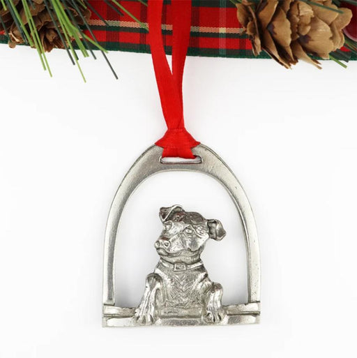 Jack Russell in Stirrup Pewter Ornament