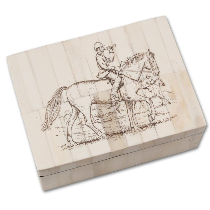 Equestrian Huntsman Scrimshaw Box