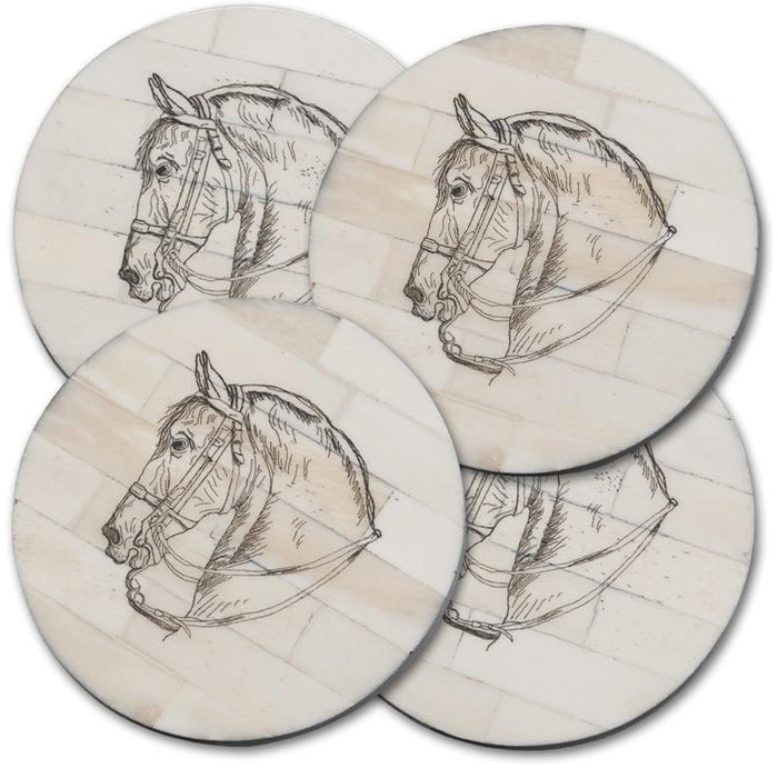 Bridled Horse Scrimshaw Coasters (set of four)