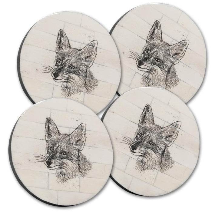 Fox Scrimshaw Coasters (set of four)