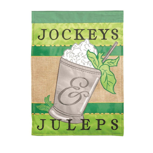 Jockey & Juleps Horse Racing Garden Flag
