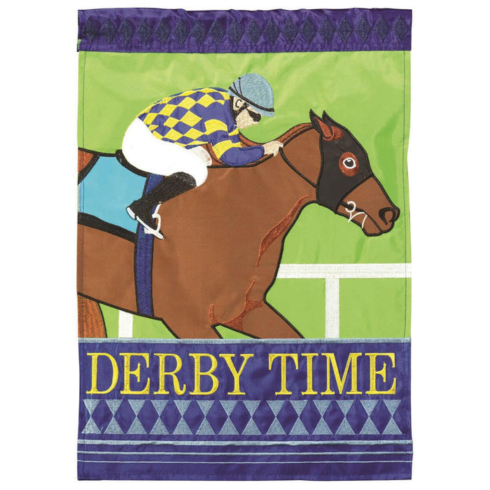 Derby Time! Horse and Jockey Flag - Large