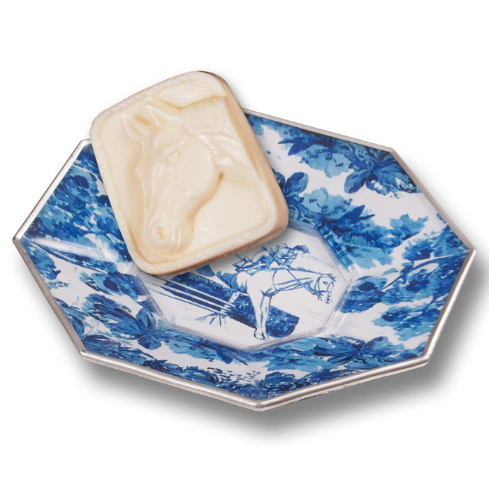 Equestrian Blue Toile Tissue Box Cover