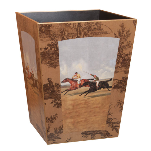 Vintage Horse Racing Wood Waste Basket