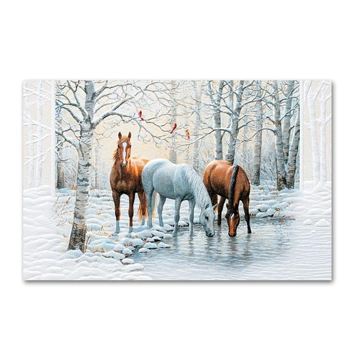 Frosty Sunshine Embossed Horse Christmas Cards