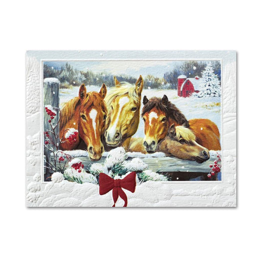 Friendly Neighbors Embossed Horse Christmas Cards 