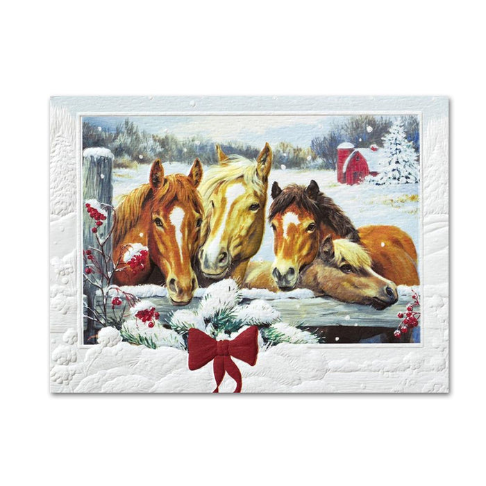 Friendly Neighbors Embossed Horse Christmas Cards 
