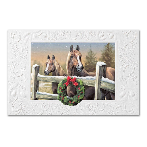 In The Meadow Embossed Horse Chistmas Cards