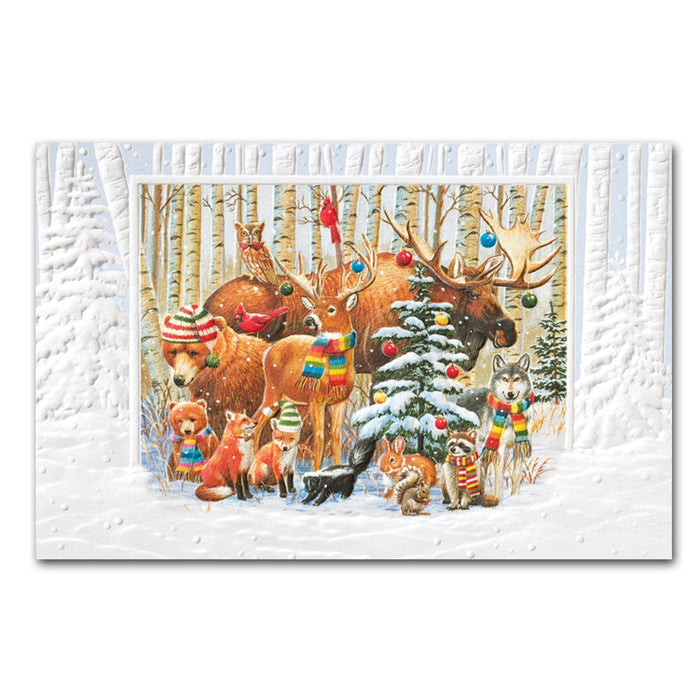 Magical Forest Embossed Wildlife Christmas Cards