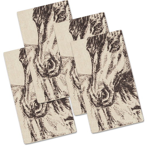 Horse Portrait Scottish Linen Napkins - Set of 4