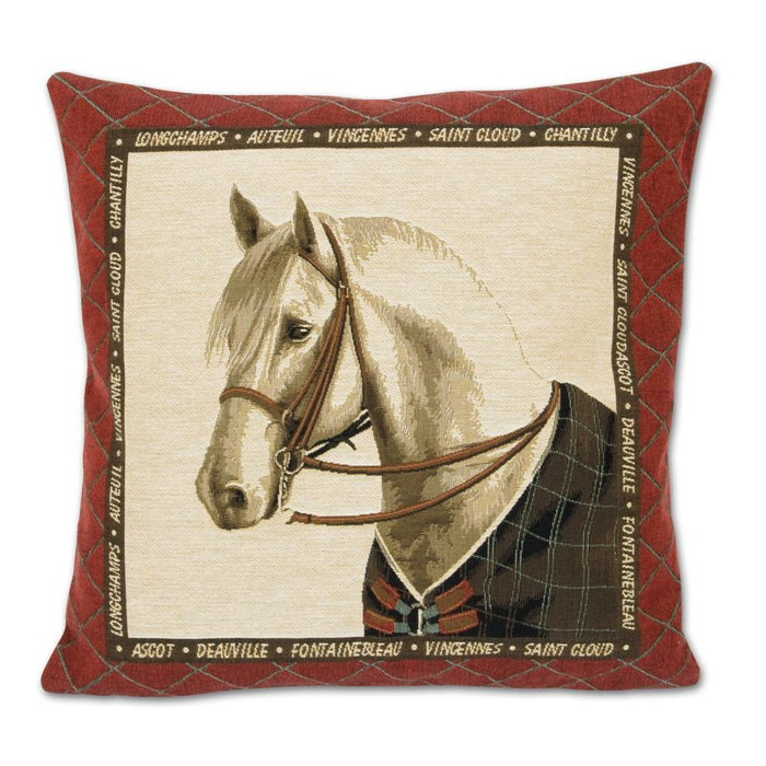 Bridled Grey Horse Tapestry Pillow