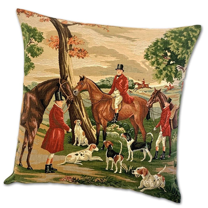 Heritage Foxhunt Tapestry Pillow - A