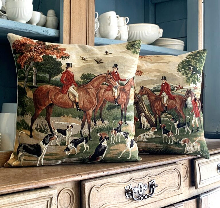 Heritage Foxhunt Tapestry Pillow - B
