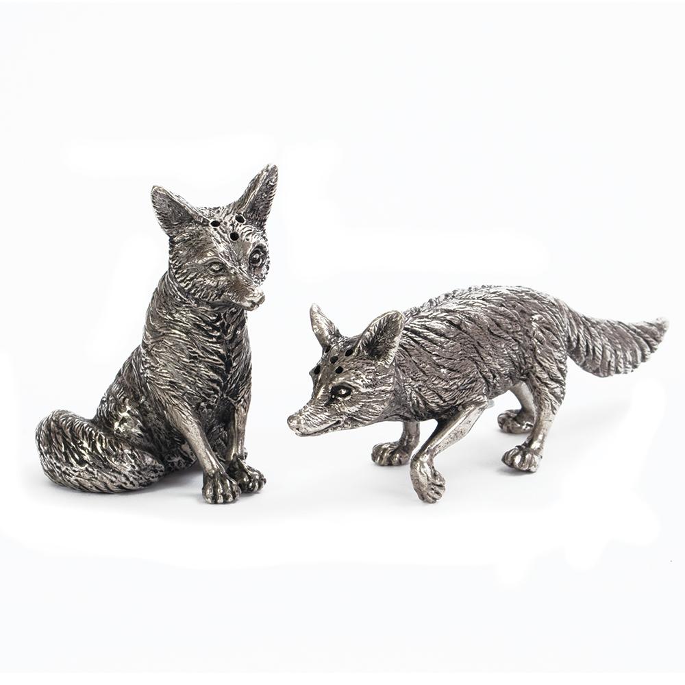 Pewter Fox Salt and Pepper Shakers — Horse and Hound Gallery