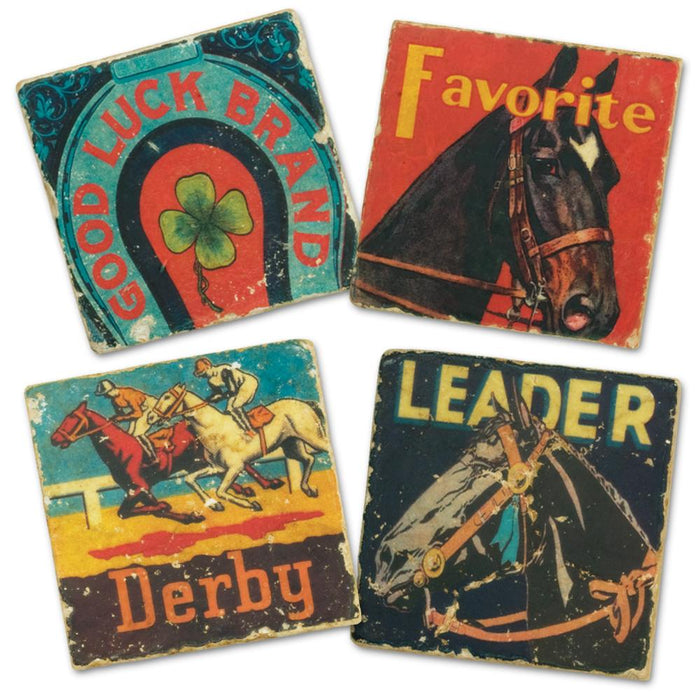 Horse Racing Marble Coasters - Set of 4