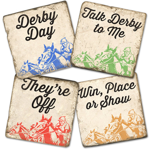 Derby Day Horseracing Marble Coasters - Set of 4