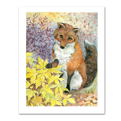 Fox & Wooly Bear Notecard by Cindy Hendrick