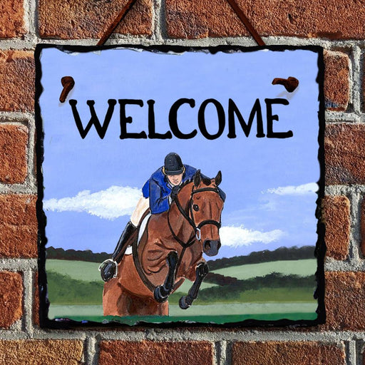 Hunter Jumper Welcome Hanging Slate Sign