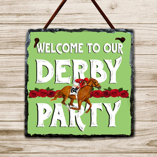 Derby Party Hanging Slate Sign