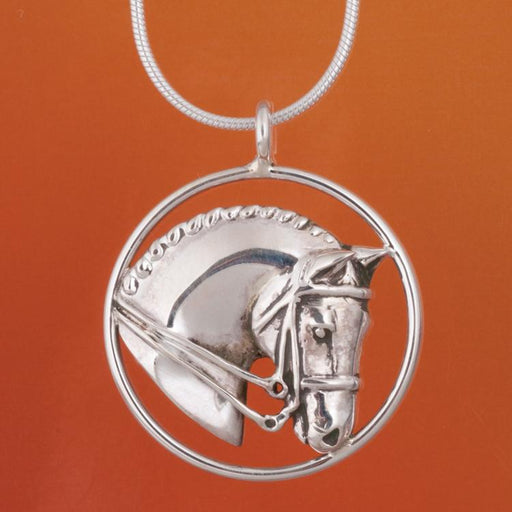 Dressage Horse Silver Circle Pendant by Jane Heart