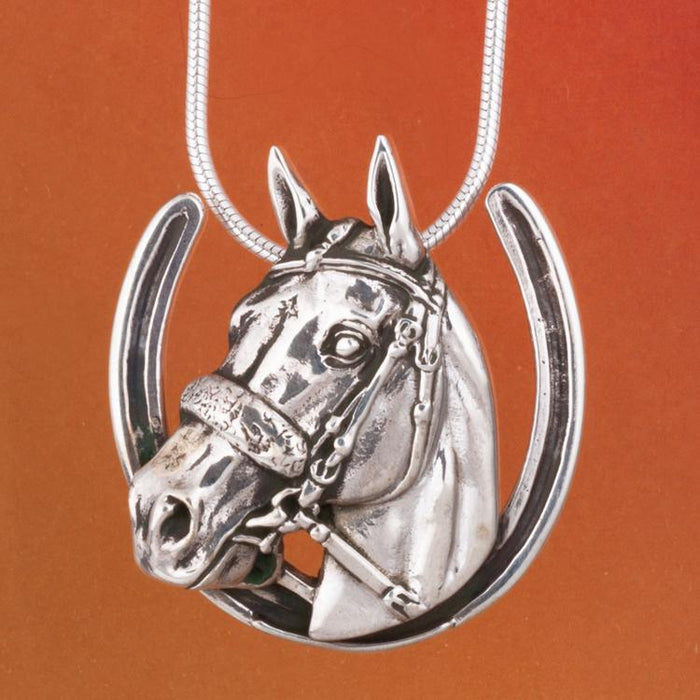American Pharoah Silver Pendant - Horseshoe by Jane Heart