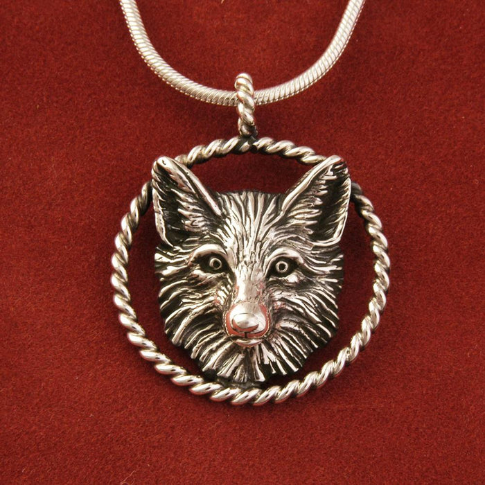 Fox Circle Rope Silver Pendant by Jane Heart