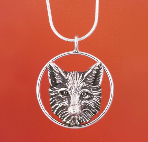 Fox Circle Silver Pendant by Jane Heart