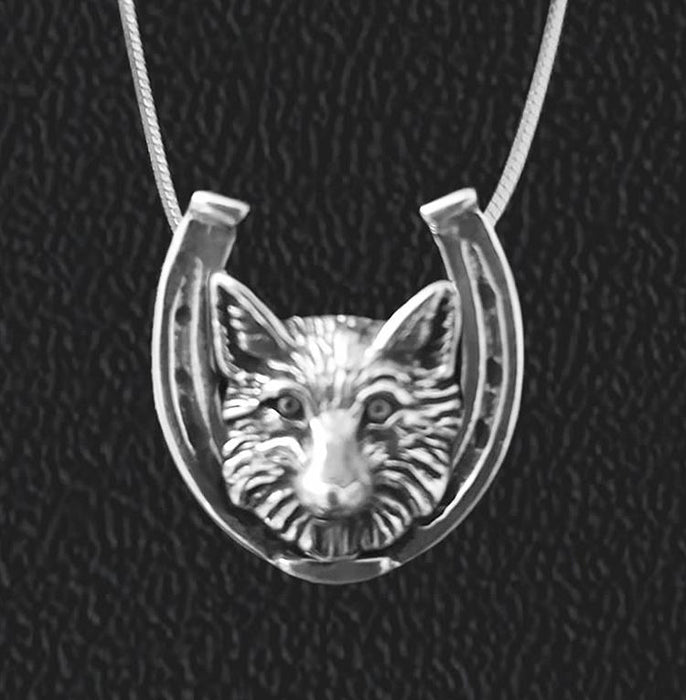 Fox in Horseshoe Sterling Pendant Necklace by Jane Heart