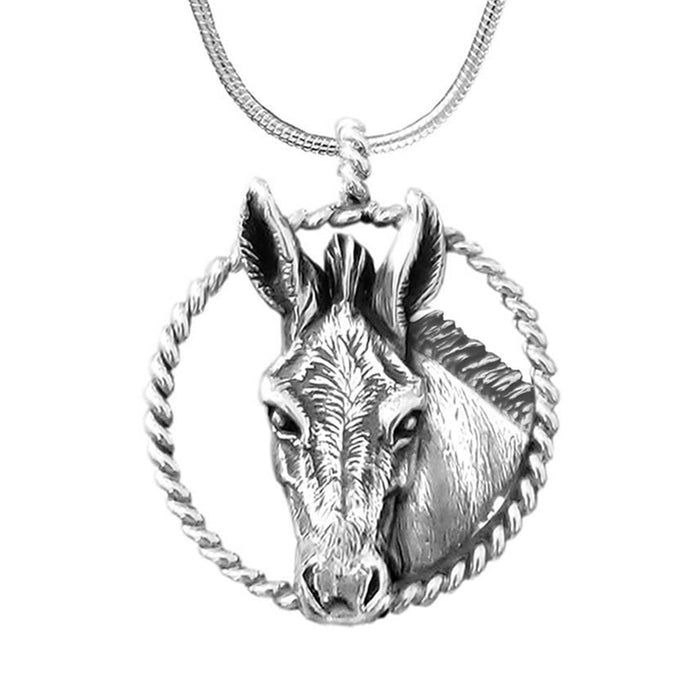 Donkey Sterling Silver Rope Pendant Necklace