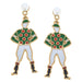 Standing Jockey Enamel Earrings - Green