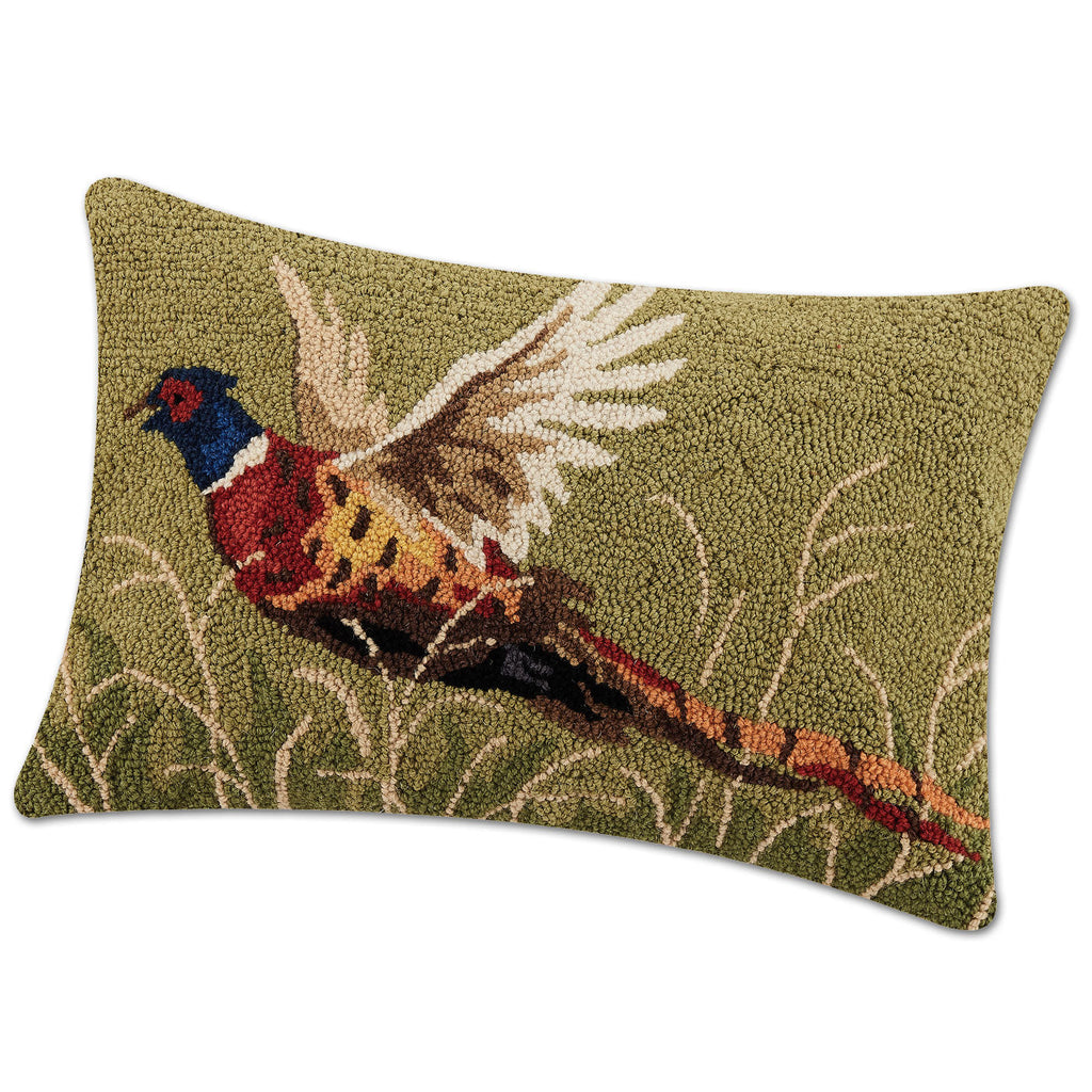 501487_main Susan Winget hand hooked cushion and cover.  Sweet bird & birdhouse main image 1