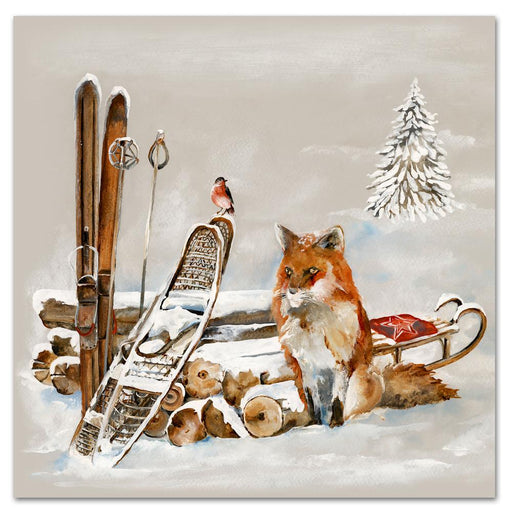 Winter Fox and Bird Paper Luncheon Napkins