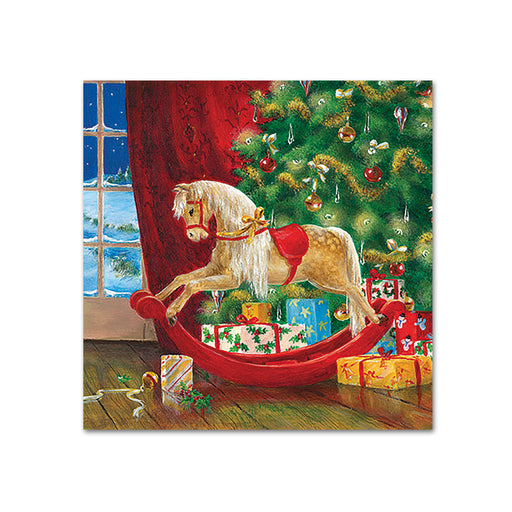 Christmas Rocking Horse Paper Beverage Napkins