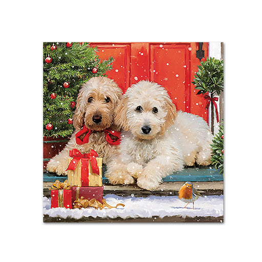 Puppies for Christmas Paper Beverage Napkins